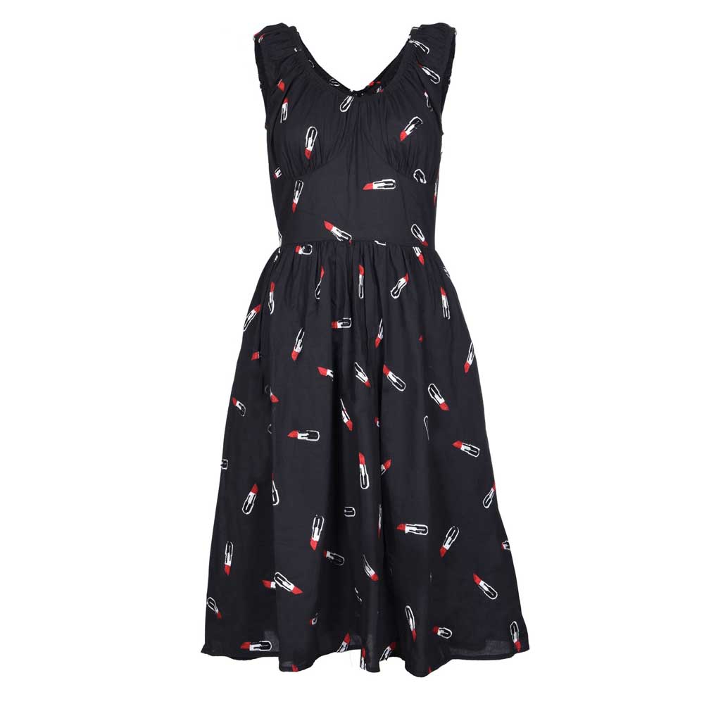 Voodoo Vixen - Delia lipstick Korte jurk - Zwart